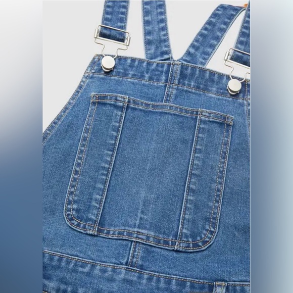 Flamingals Wash Button Side Mid Waist Barrel Leg Overalls NWT - Picture 6 of 9